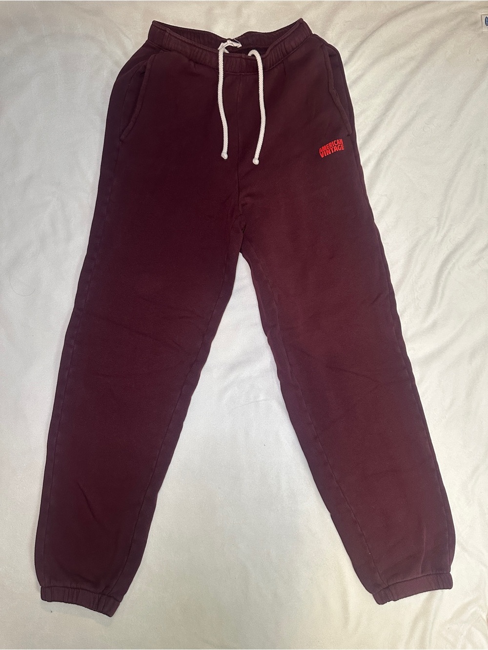 American Vintage Burgundy Sweatpants Logo Joggers Size Small